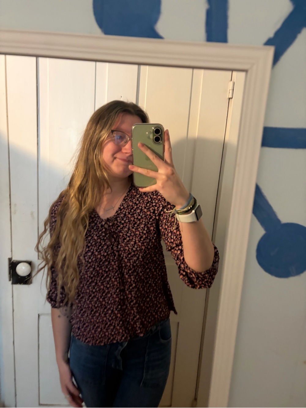 Forever 21 pink and black floral long sleeve shirt